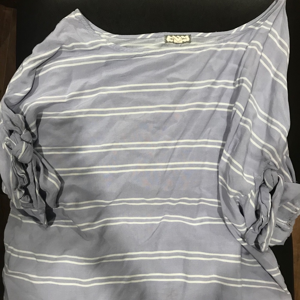 Flowy purple tie short sleeve blouse